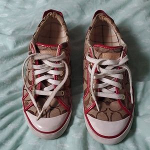 Coach Pink and Brown Tennis Sneakers